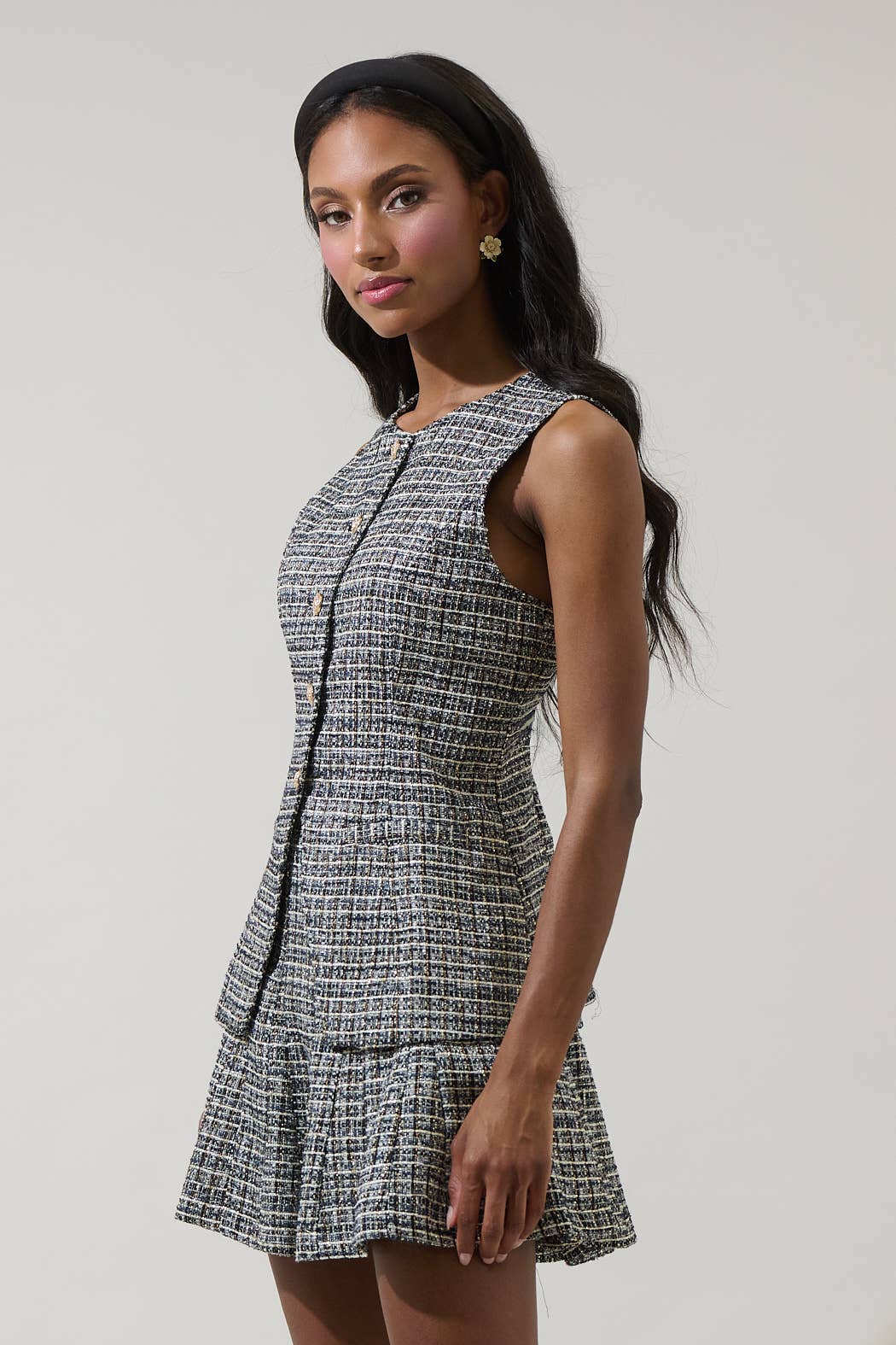 Sugarlips – Engroshandel Vest - Dame – Gisella Tweed Jeanie Denimvest2