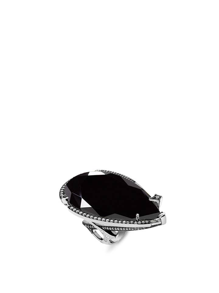 Surrender Ring with Black Diamonds in Platinum for wholesale by SALLY SKOUFIS™