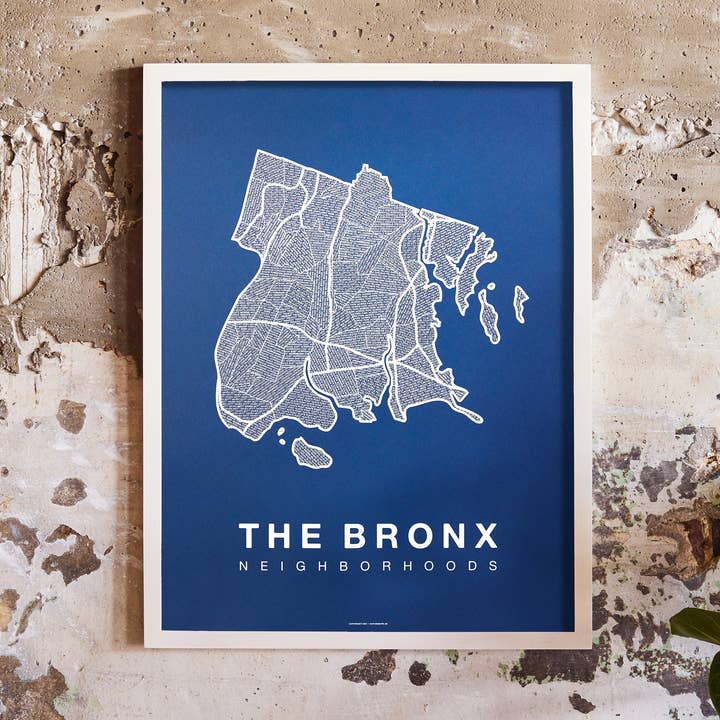 Affiche cartographique du quartier du Bronx, dans l'État de New York pour la vente par Native Maps