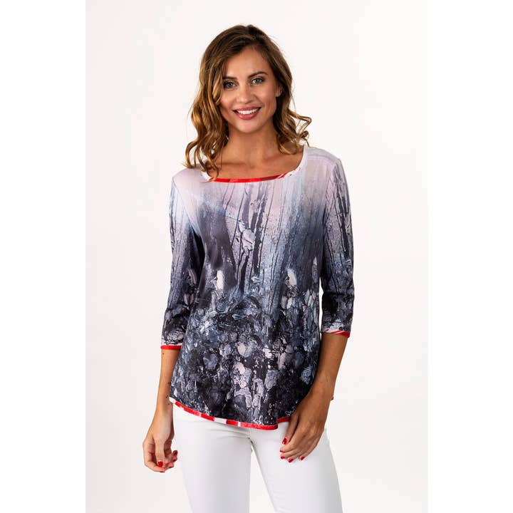 Reversible square neck top w/shirt tail for wholesale by Lemon Grass