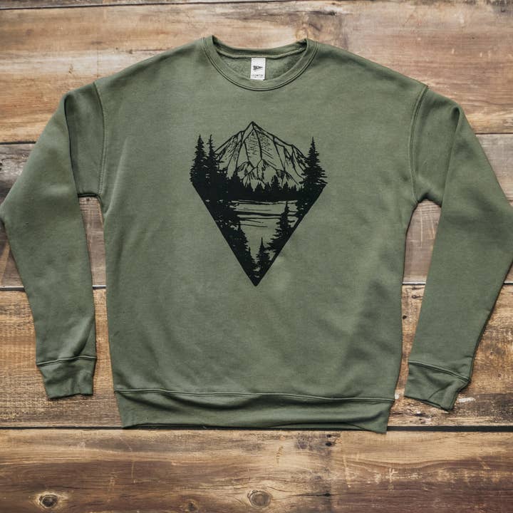 Alpine Unisex Sweatshirt - Military Green for wholesale by Locomotive Clothing & Supply