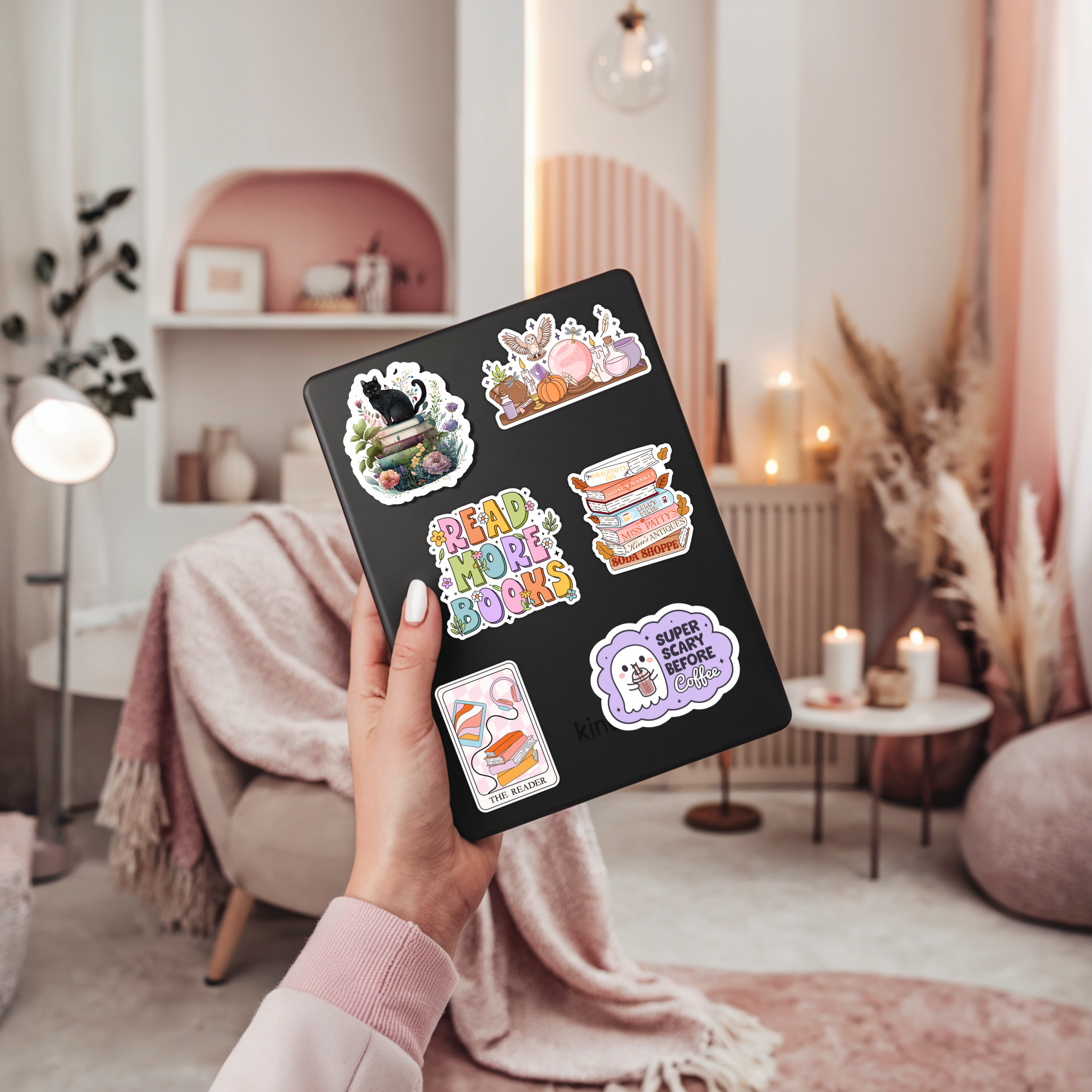 Indie Heart Studio - Wholesale Sticker - Scary Before Coffee Sticker – Cute Ghost, Glossy Vinyl 3