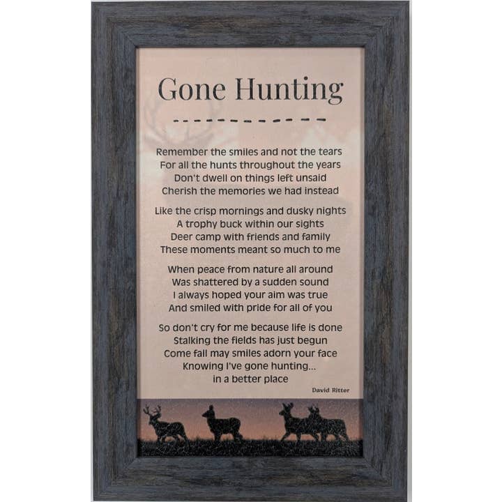 Gone Hunting - Bereavement Wall Art for wholesale by Roslyn Décor