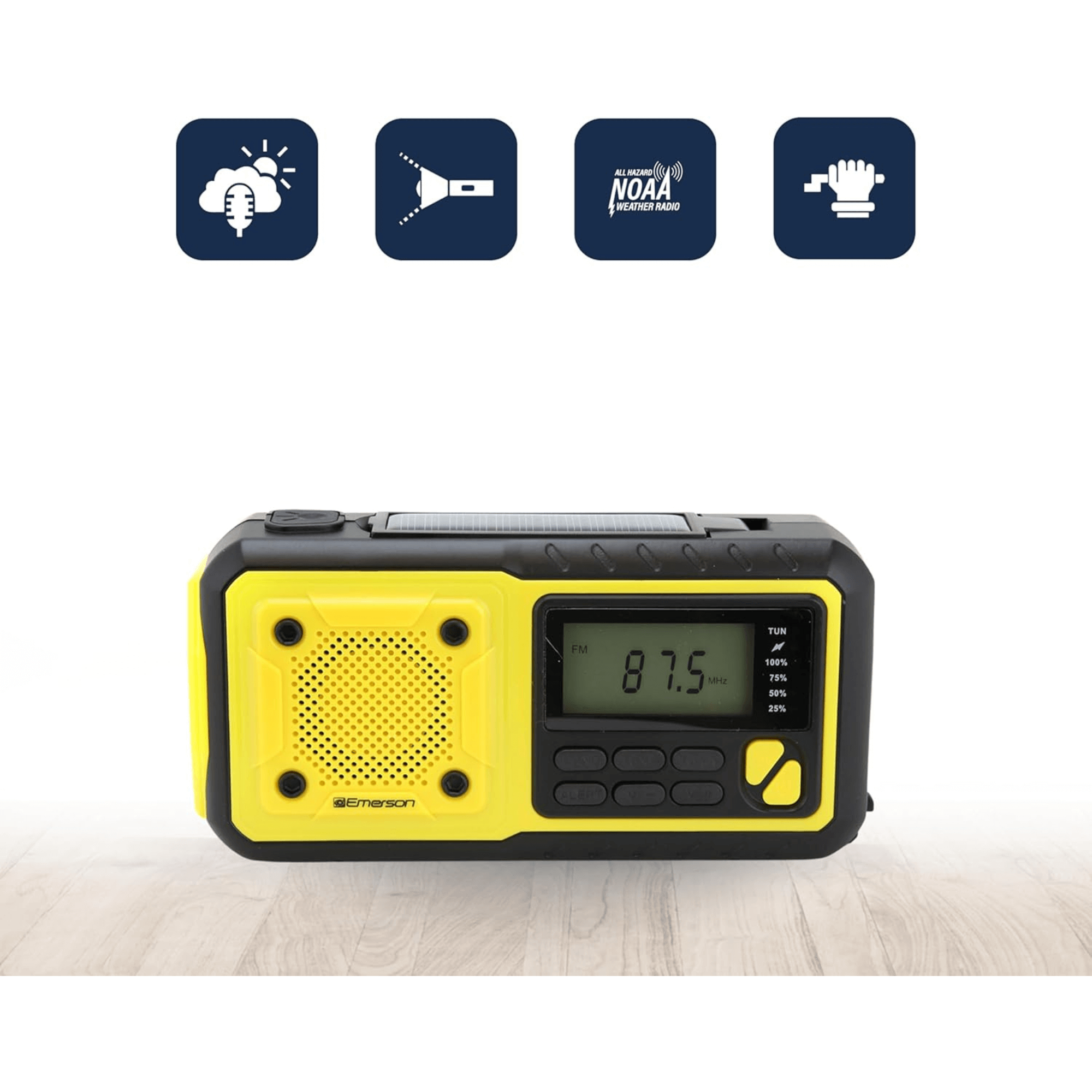 JupiterGear Home - Wholesale Portable Charger - Emerson Emergency AM/FM Radio with Weather Band & Flashlight3