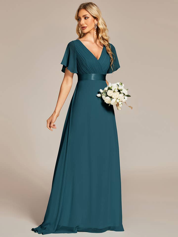 Ever-Pretty - Wholesale Gown – Women's - Double V-Neck Ruffles Chiffon Bridesmaid Dress31