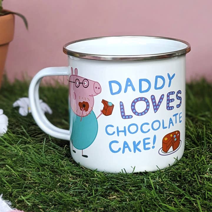 Daddy Pig - Chocolate Cake Enamel Mug for wholesale by Robert Frederick Ltd