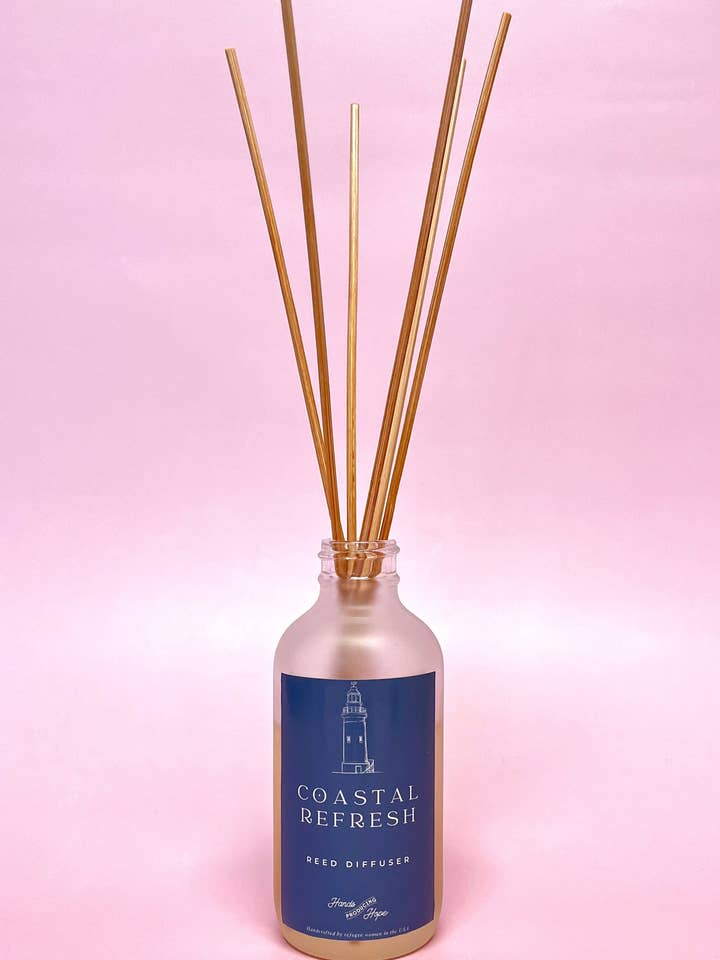 Coastal Refresh Reed Diffuser - Refugee Made - All Natural for wholesale by Hands Producing Hope