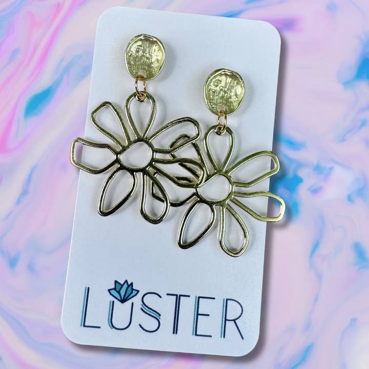 Happy Flower Earrings | Dangle Unique Statement Earrings for wholesale by LUSTER
