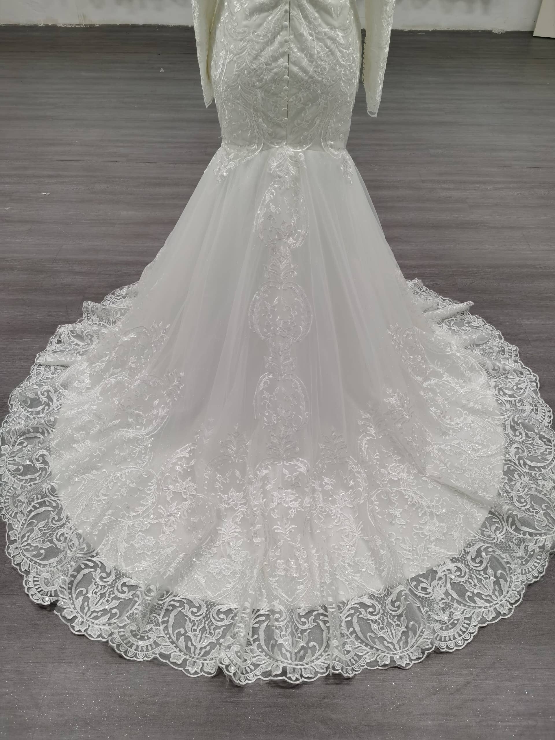 Unique Modest Bridal - Wholesale Gown - Women's - Ariel - Long Sleeve Elegant Mermaid Modest Wedding Dress11