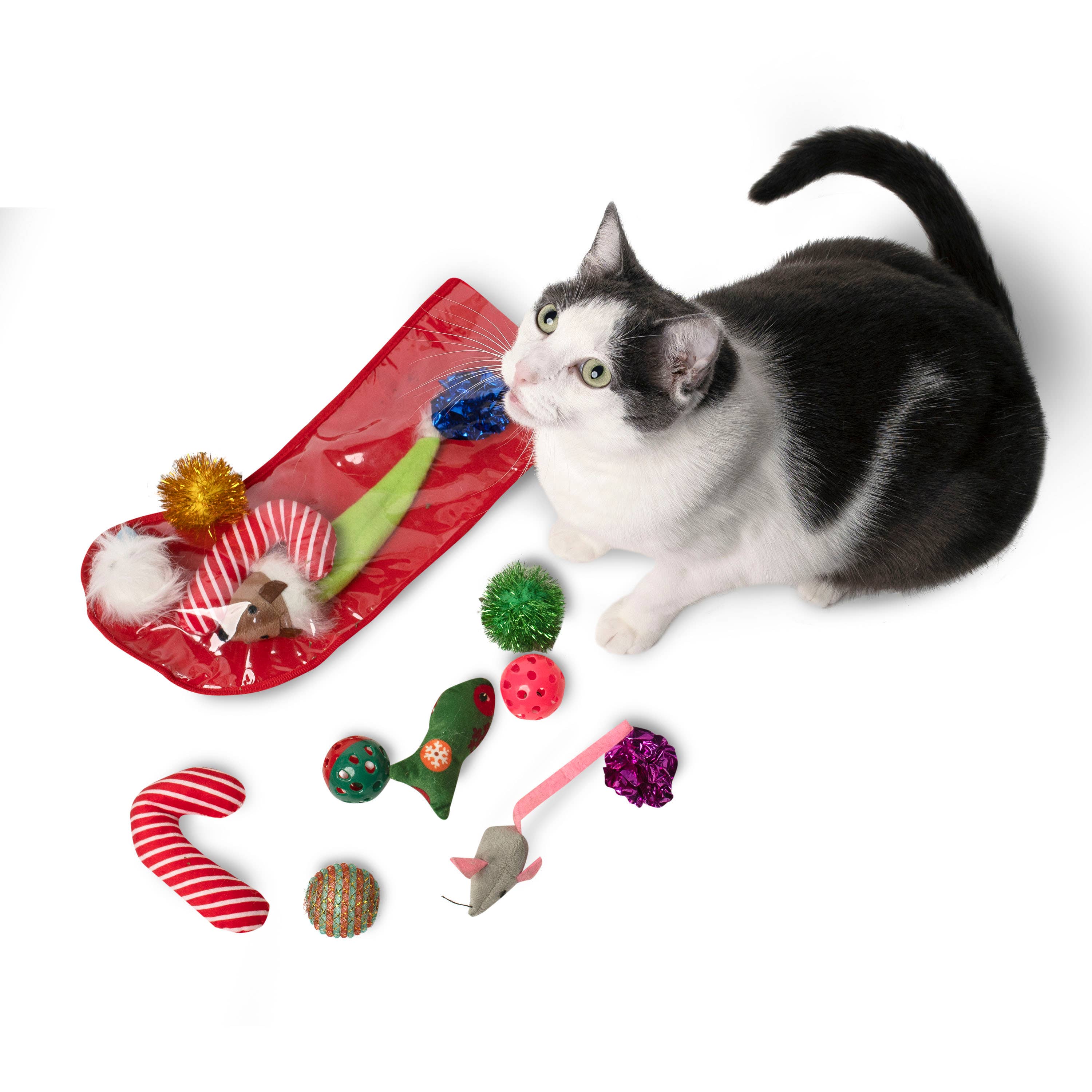 Midlee Designs – Engroshandel Legetøjssæt - Kat – Midlee Christmas Strømpe Cat Toy Gavesæt (14 Legetøj)4
