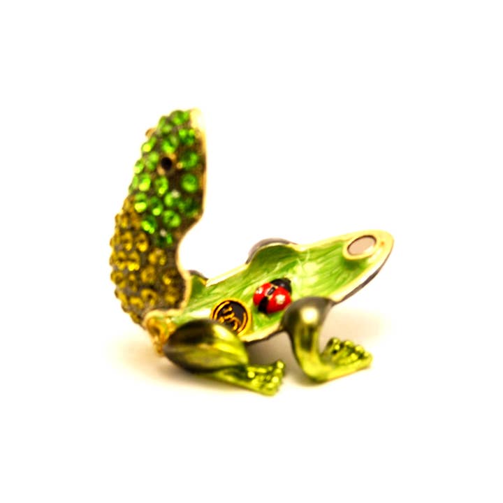 Ciel Collectables - Wholesale Jewelry Box/Organizer - Small Frog Trinket Box. Hand Set Green Swarovski Crystals