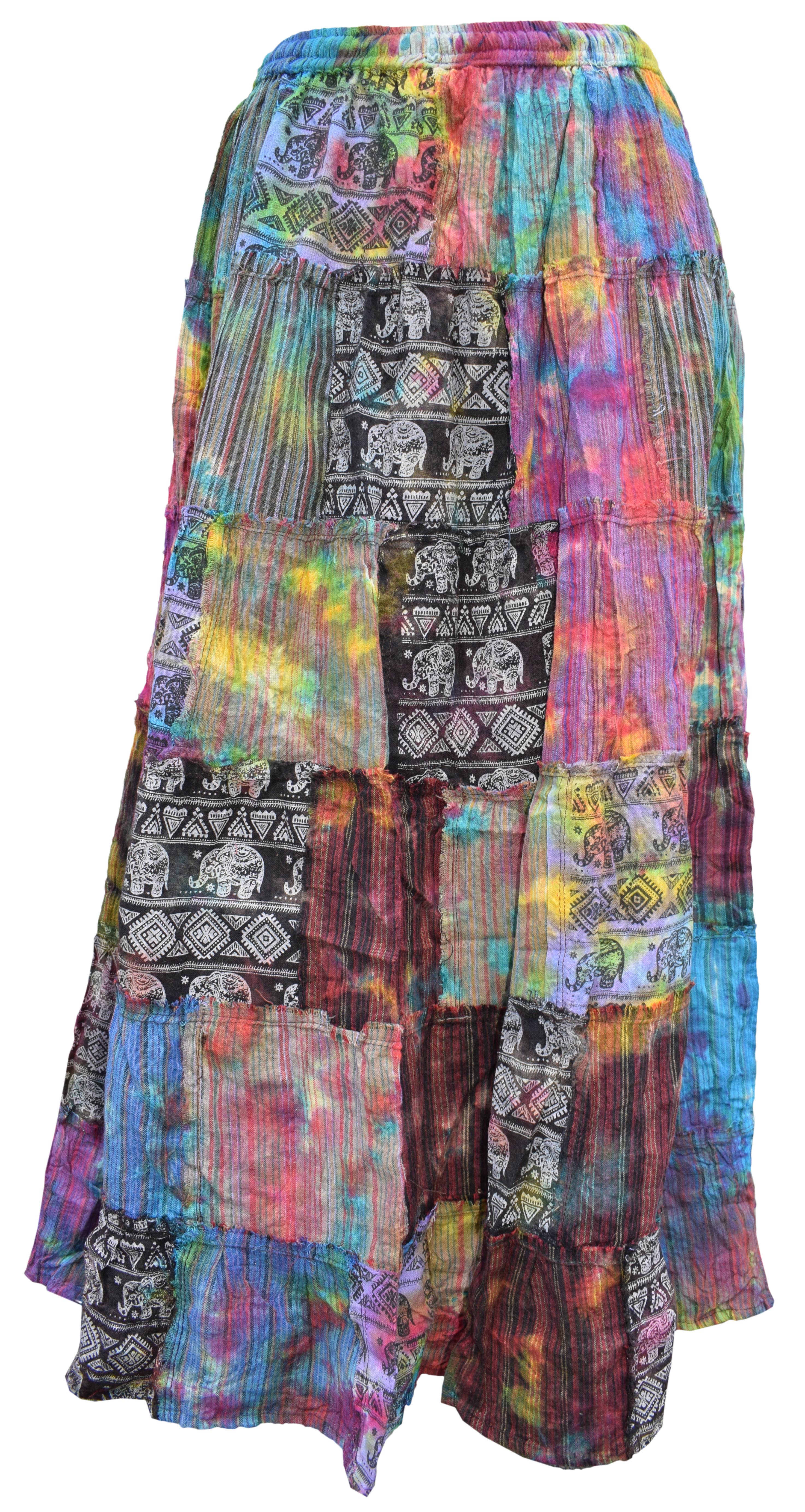 Gheri - Wholesale Skirt - Women's - Patchwork Tie Dye Long Colorful Summer Skirt2
