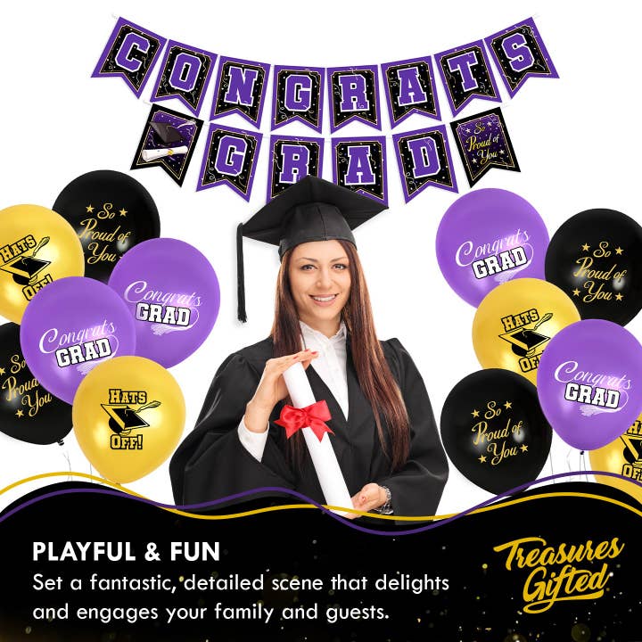 Treasures Gifted - Wholesale Balloon - Purple Graduation Balloons - 12pk - Purple Graduation Party3