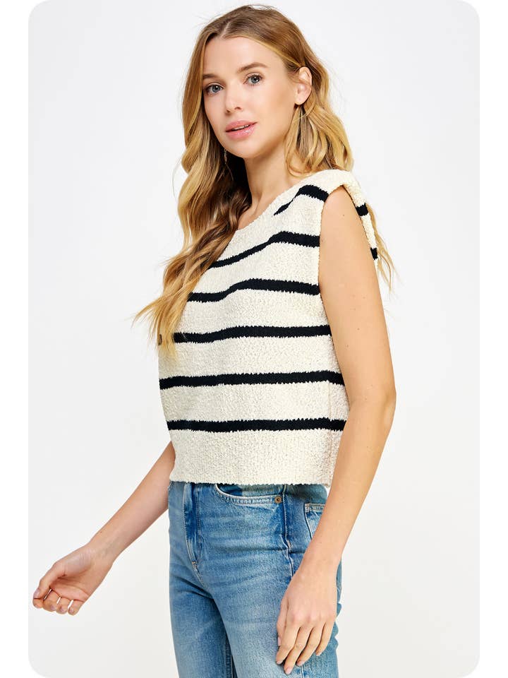 Strut & Bolt - Wholesale Tank Top - Women's - Shoulder Pad Sleeveless Textured Striped Knit Top13