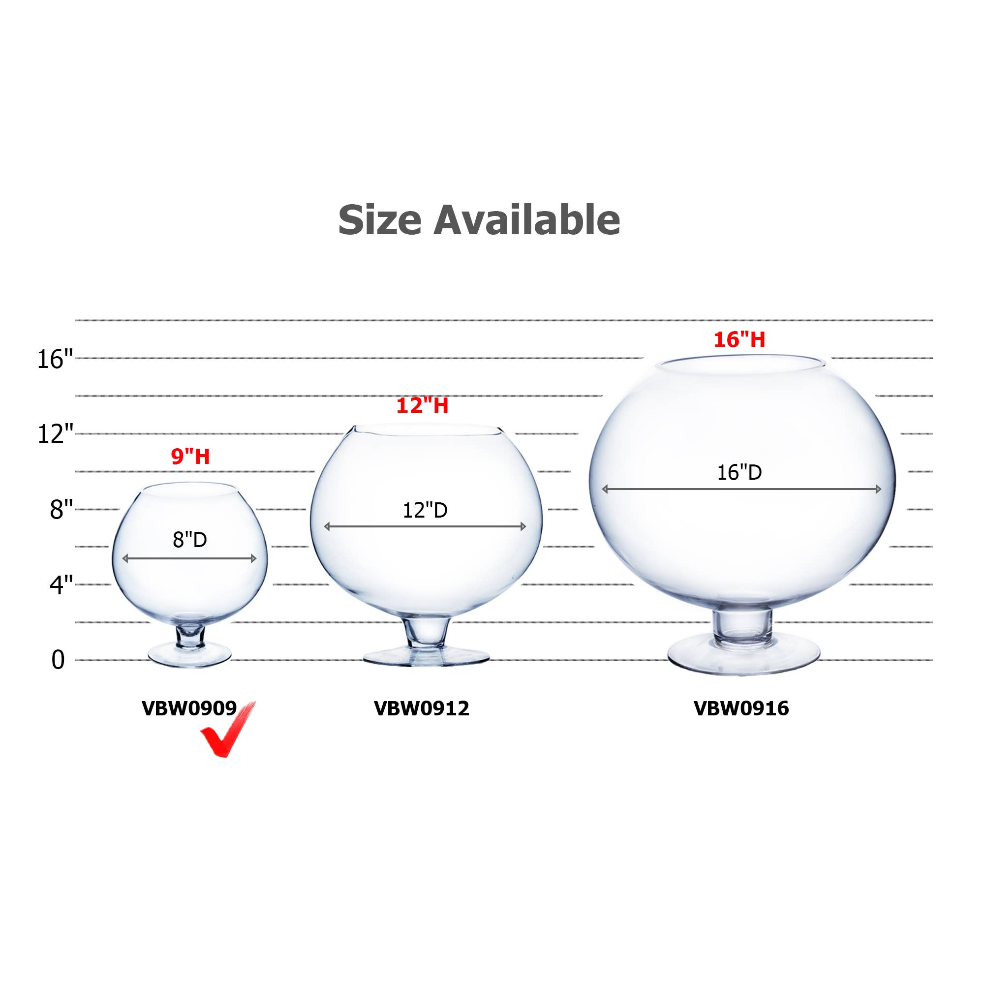 WGV International - Wholesale Vase - WGV Bowl Glass Vase With Stem - 9" x 9"H2