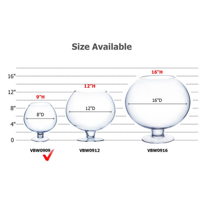 WGV International - Wholesale Vase - WGV Bowl Glass Vase With Stem - 9" x 9"H2