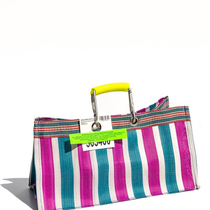 Puebco - Wholesale Grocery/Shopping Bag - RECYCLED PLASTIC STRIPE BAG - Wide