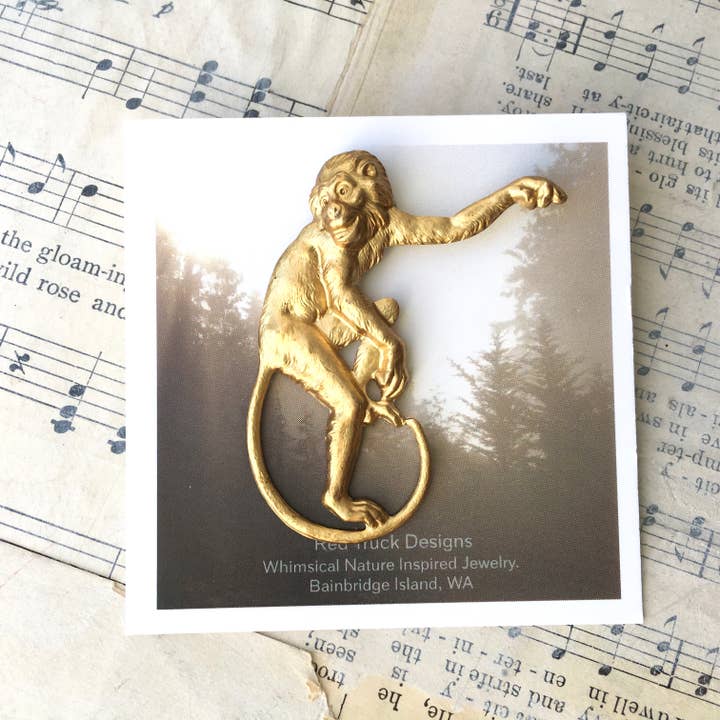 Red Truck Designs - Wholesale Brooch - Monkey Love Monkey Brooch Brass Monkey Funky Monkey Tie Tack2