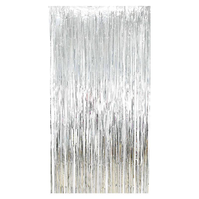 Ellie's Party Supply – wholesale Decal – Party decorations – Silver Metallic Fringe Tinsel Curtain Backdrop1
