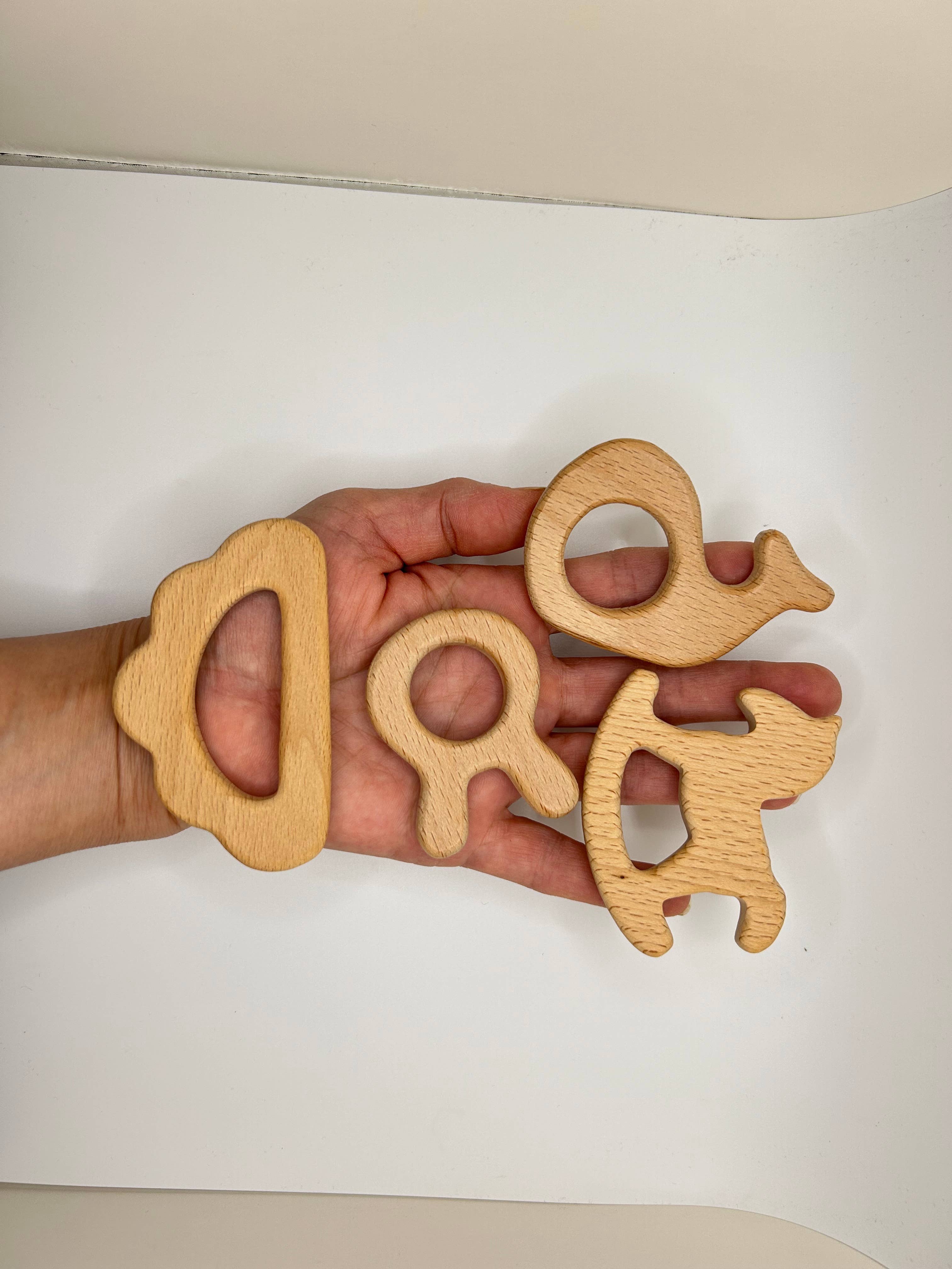 Jolly Bundles – Mordedor - Bebé por atacado – Pingente de madeira natural em forma de animal/presente de suprimentos para dentes para bebês7