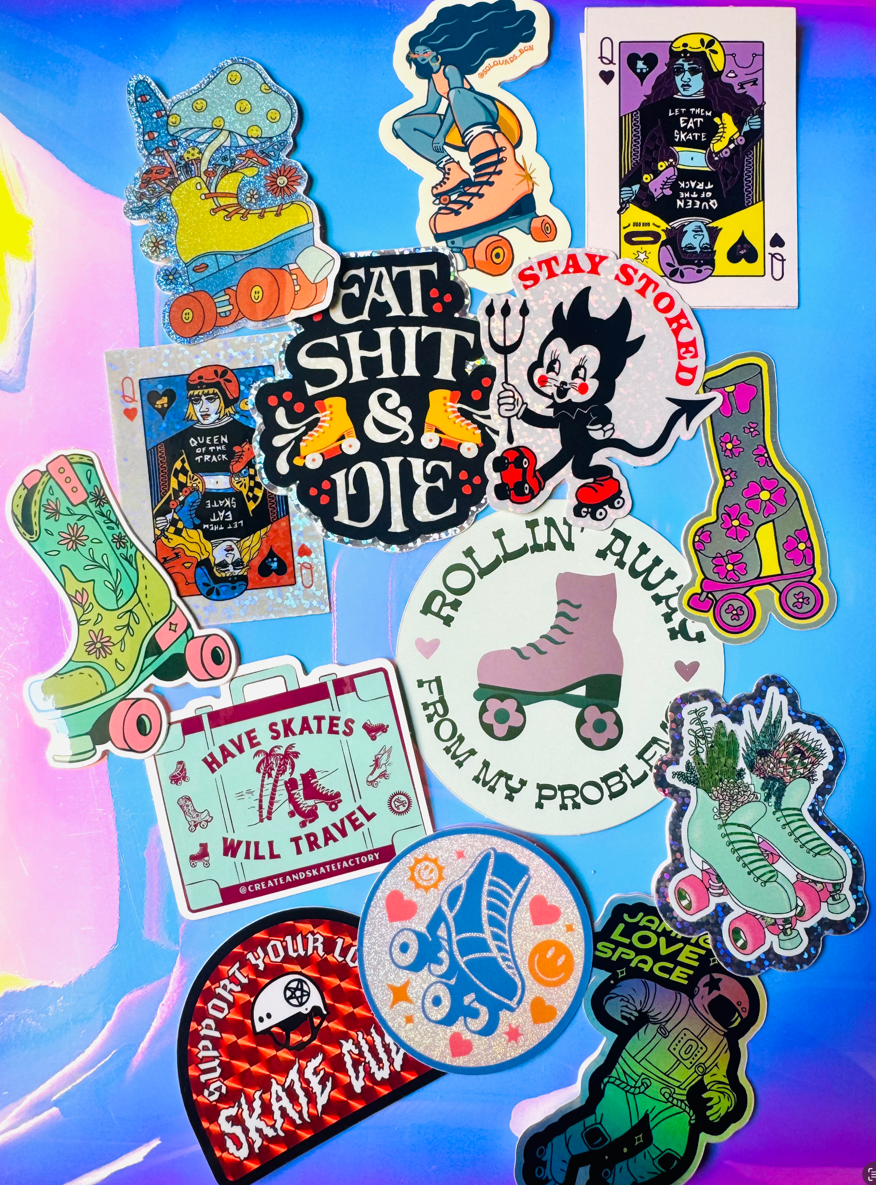 Create & Skate Factory - Wholesale Sticker - Mushroom Roller Skate Pixiedust Waterproof Vinyl Sticker2