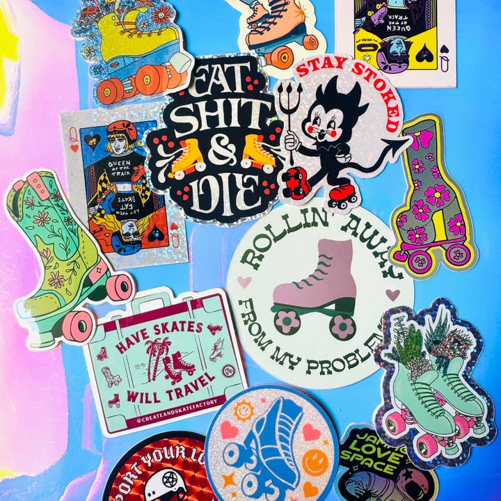 Create & Skate Factory - Wholesale Sticker - Mushroom Roller Skate Pixiedust Waterproof Vinyl Sticker2