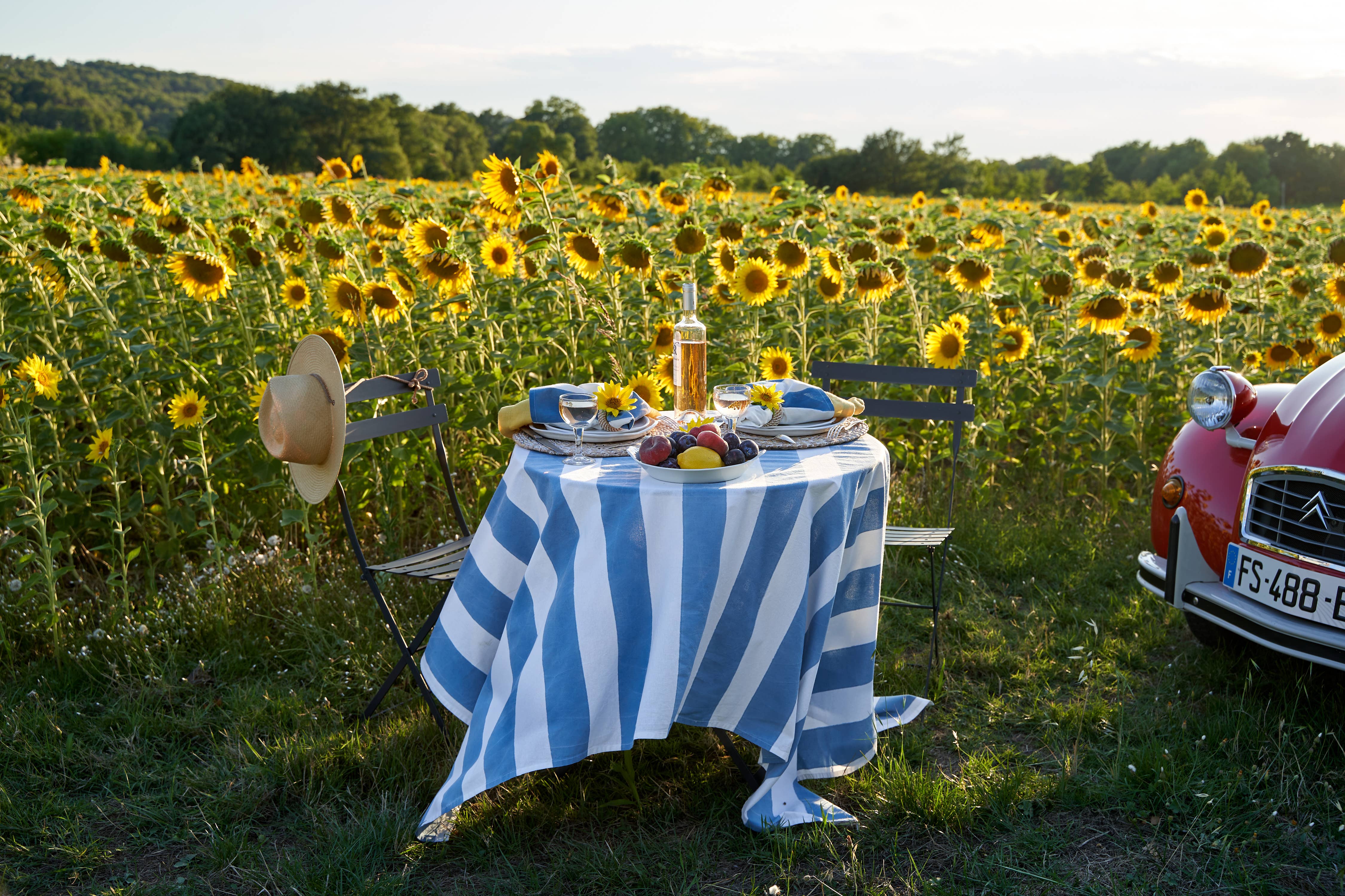Caravan Home - Wholesale Tablecloth - St. Tropez Blue Stripes | French Tablecloth2