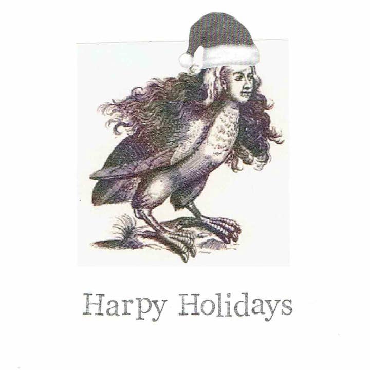 BlueSpecsStudio – Großhandel Weihnachtskarte – Harpyy Holidays Weihnachtskarte | Weird Funny Mythology Holiday Card