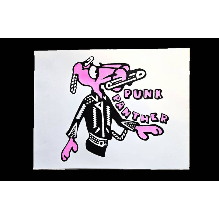 Punk Panther Screen-printed Cardstock print. for wholesale by Flip The Record