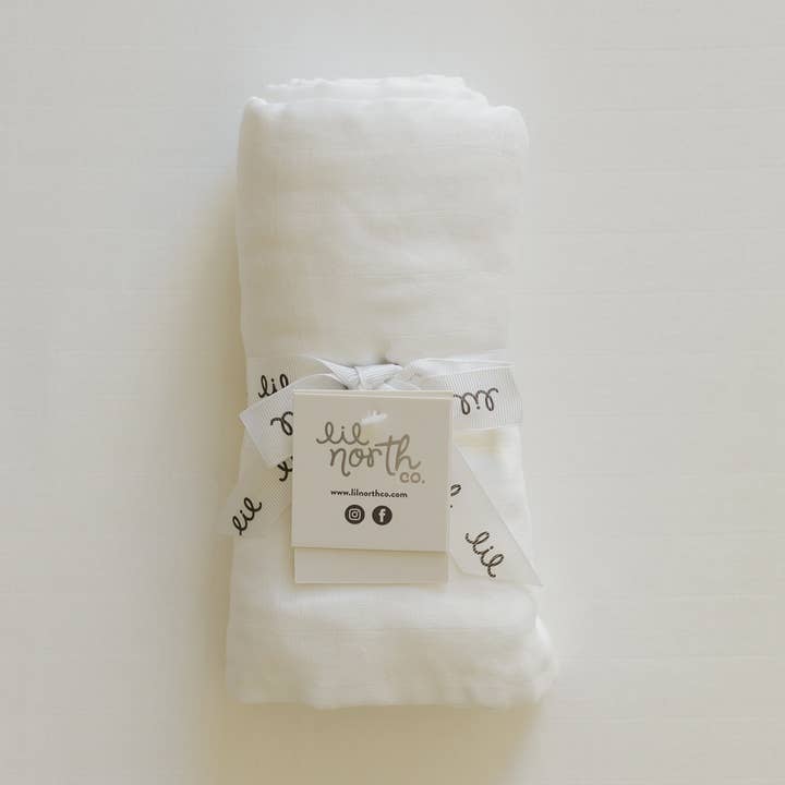 White Muslin Single Swaddle for wholesale by Lil North Co
