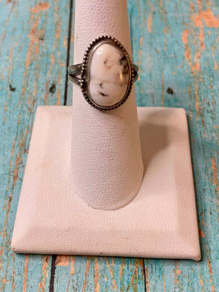 Navajo Sterling Silver & White Buffalo Ring for wholesale by Nizhonitradersllc