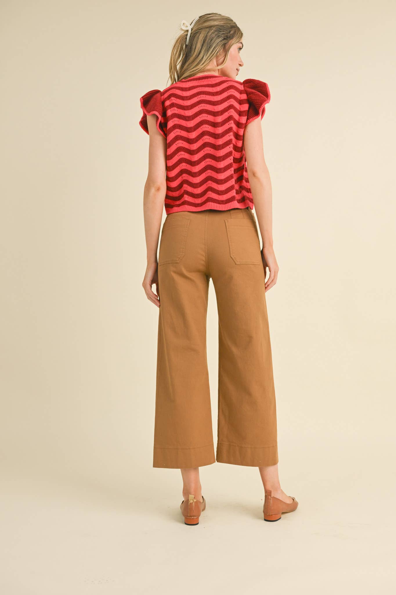 &MERCI - Wholesale Pants - Women's - HIGH WAIST CROPPED WIDE LEG PANTS MP330316