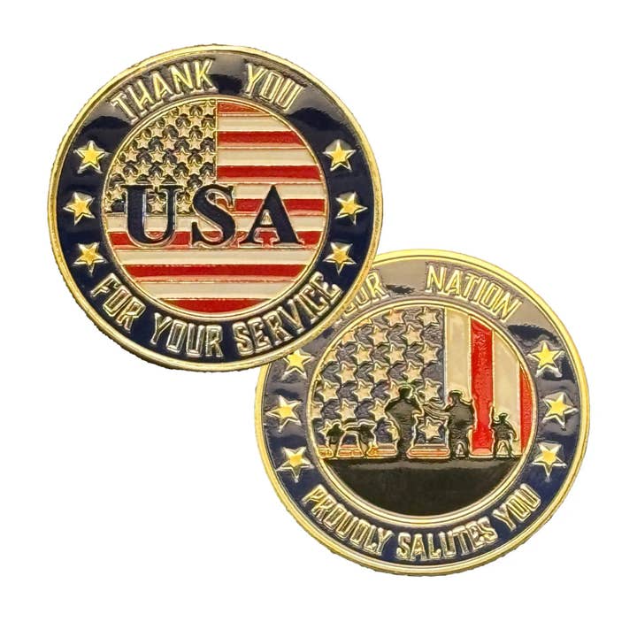 Blinkee.com, LLC - Wholesale Keepsake Coin/Token - Patriotic USA Flag Commemorative Gold Plated Coin