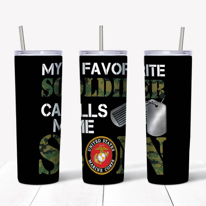 Marines Son 20oz Straight Tumbler Transfer for wholesale by Rustic Pineapple