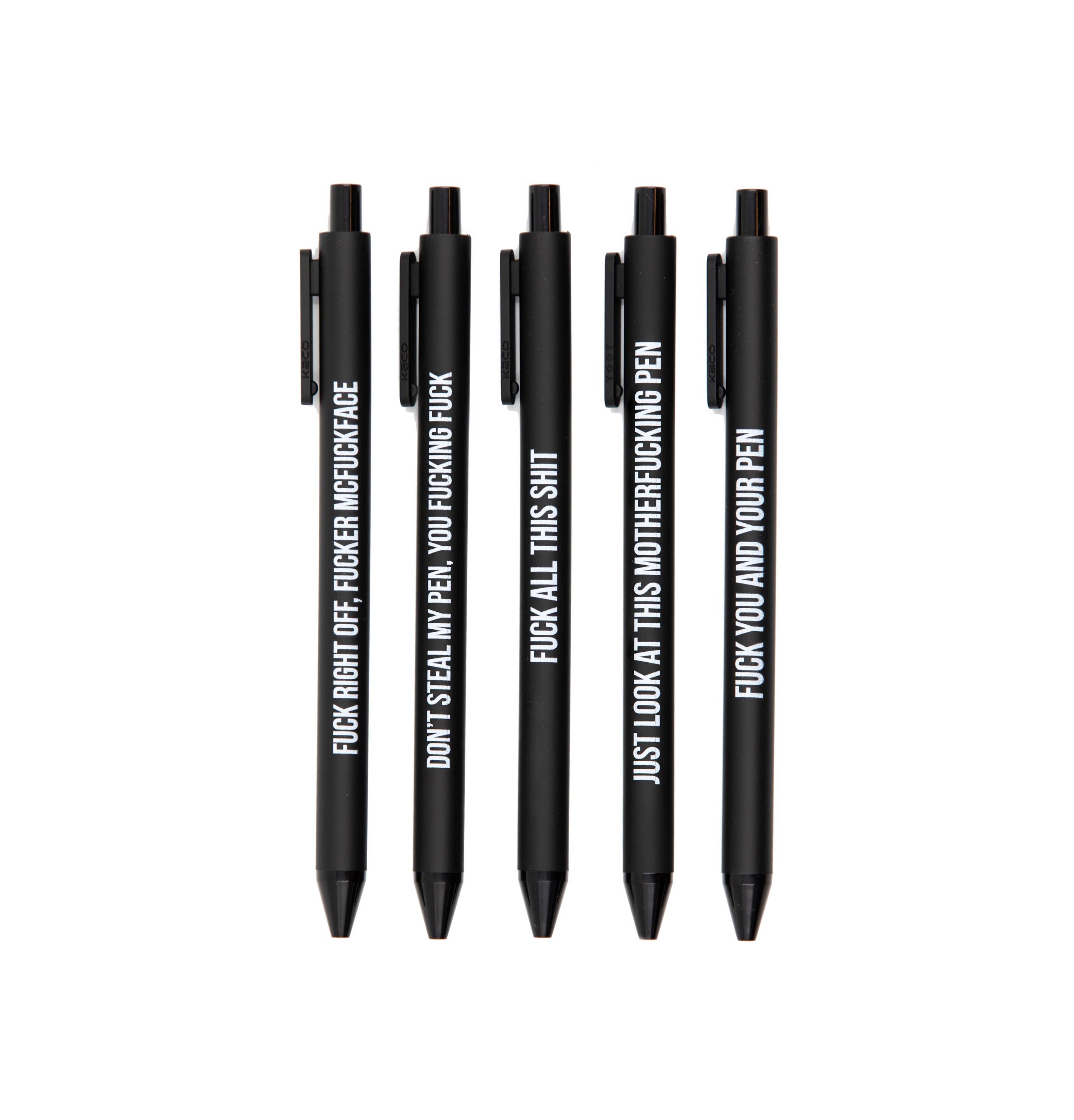 GetBullish – Großhandel Stift – Sweary Fuck Pens Cussing Pen Geschenkset, 5 schwarze Gelstifte9