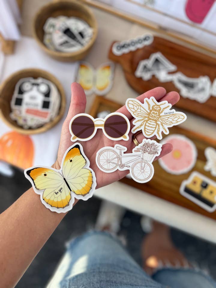 Be You Butterfly, Bike, Sunglasses Stickers for wholesale by Ajk Designs