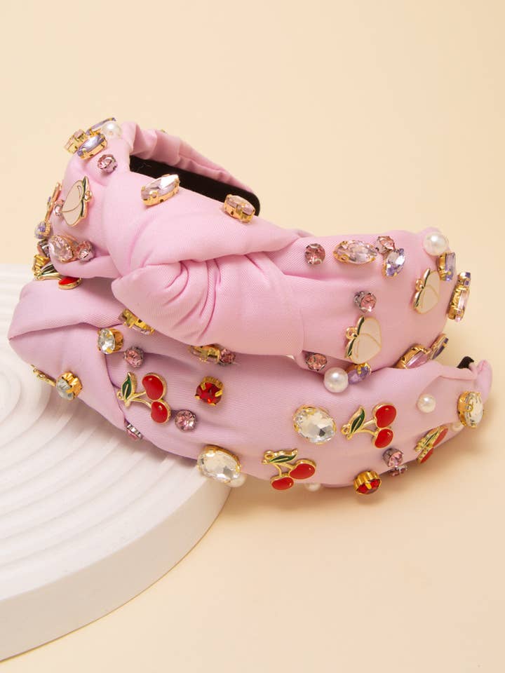 Rhinestone and Pearl Embellished Top Knot Headband for wholesale by SP Sophia Collection