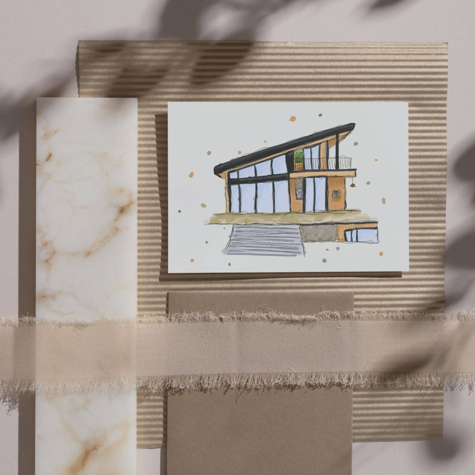 x The Fancy Firefly - Wholesale Art Print - Hand-Drawn Modern House Print – Urban Sketch Art, A5 & A43