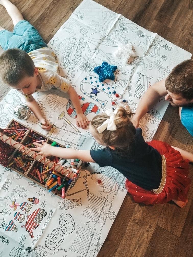 Creative Crayons Workshop - Wholesale Coloring Tablecloth - Kids & Baby - USA Patriotic Coloring Tablecloth | 4th of July Party Decor2