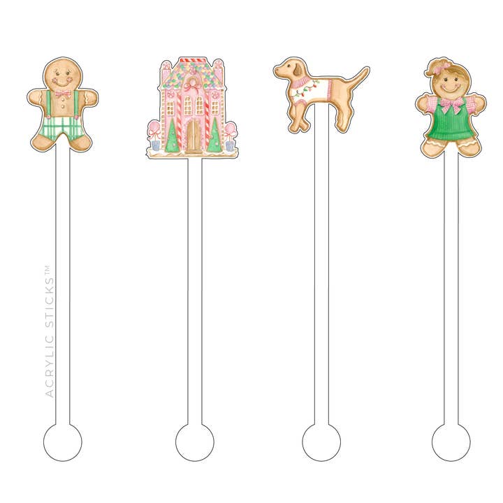 Pastel Gingerbread Cookies Acrylic Stir Sticks for wholesale by Simply Jessica Marie