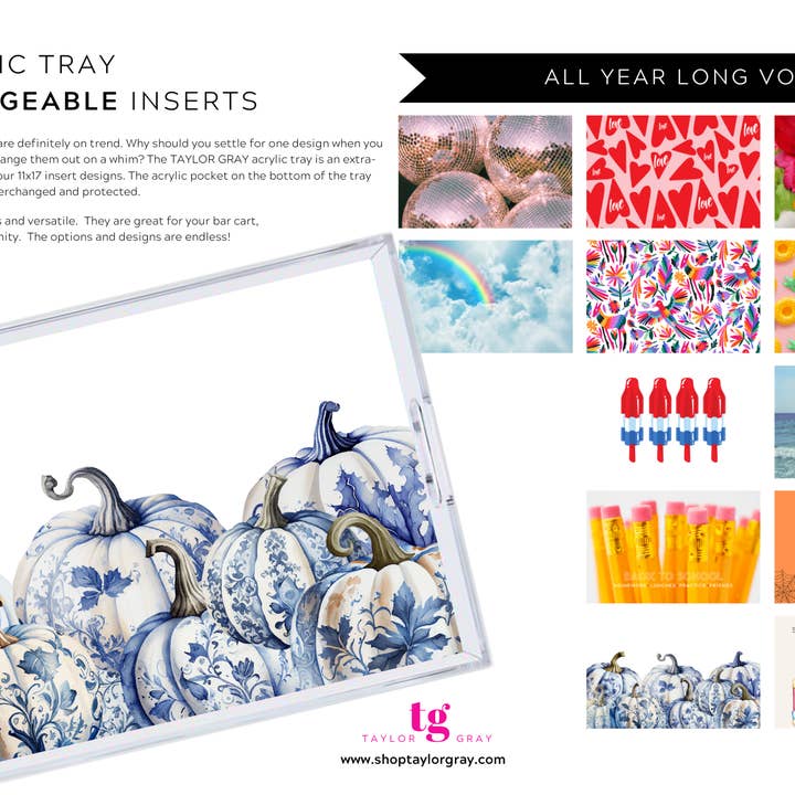 TAYLOR GRAY - Wholesale Decorative Tray - 11x17 ALL YEAR LONG VOL 2 insert set of 1213