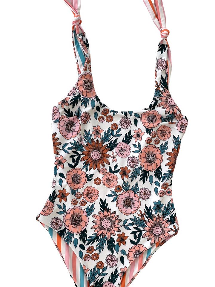 Women’s Floral Reversible One-Piece Swimsuit for wholesale by Sunshine Luckies