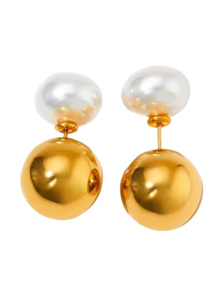 Luna Pearl Ball Studs for wholesale by Hjane Jewels