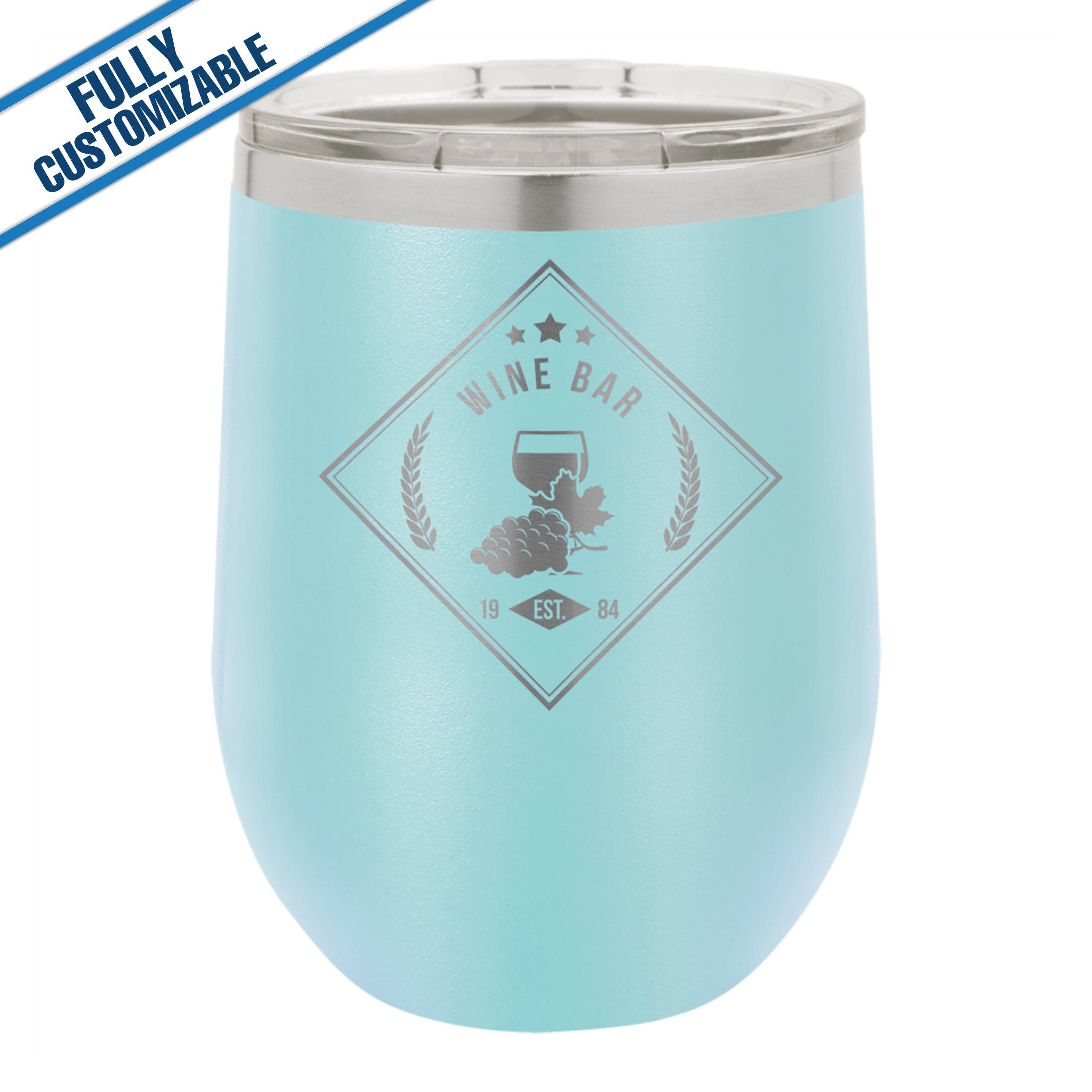 GiftWorksPlus - Vente Gourde/bouteille isotherme - 12 oz. Gobelet à vin gravé sans pied entièrement personnalisable6