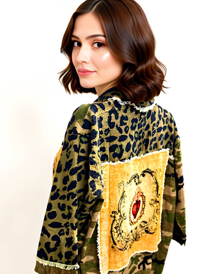 Shacket with Burning Heart Patchwork Print in Leopard Print for wholesale by LeParisPetit by I Love Linen
