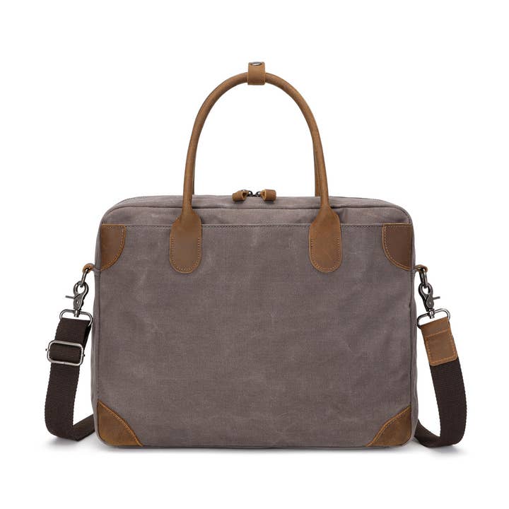YANN - Genuine leather and coated canvas bag - Grey for wholesale by apocope.paris