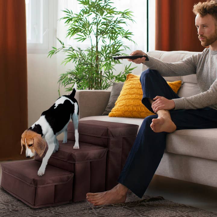 Precious Tails - Vente Escalier et rampe – chat et chien - Étapes de rangement pliables Home Base en 3 étapes pour animaux de compagnie22