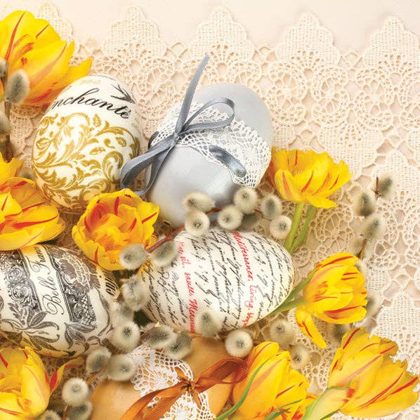 Tovaglioli di Pasqua Uova Festive Tulipano Tovagliolo Decorativo di Carta Decoupage #3037 per la vendita all'ingrosso da parte di Decor Napkins