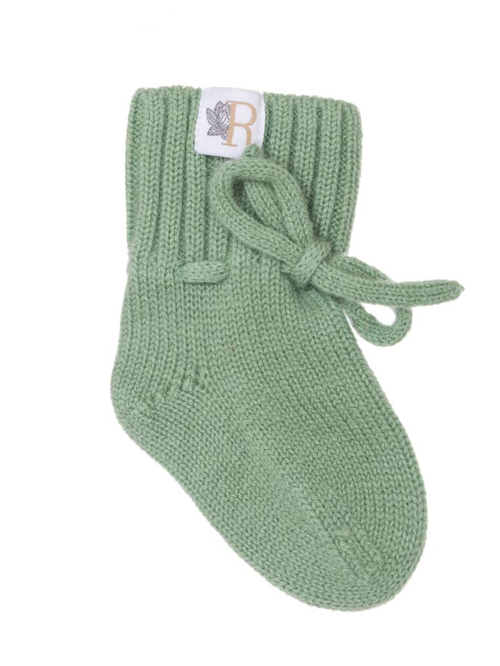 Rosini Babyschuhe aus 100 % Merinowolle in Olivgrün für den Großhandel von Rosinibabykinddesign