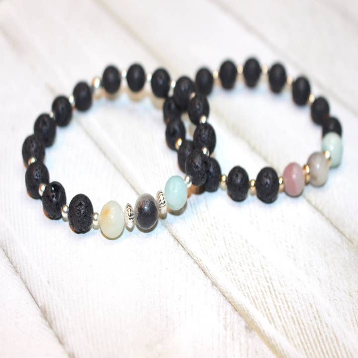 Amazonite Diffuser Gemstone Bracelet- Aromatherapy Bracelet for wholesale by The Risen Lotus LLC